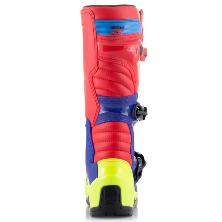 Alpinestars stivale tech 3 bright red dark blu yellow fluo - immagine 2