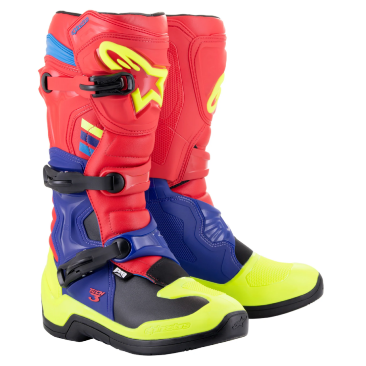 Alpinestars stivale tech 3 bright red dark blu yellow fluo - immagine 5